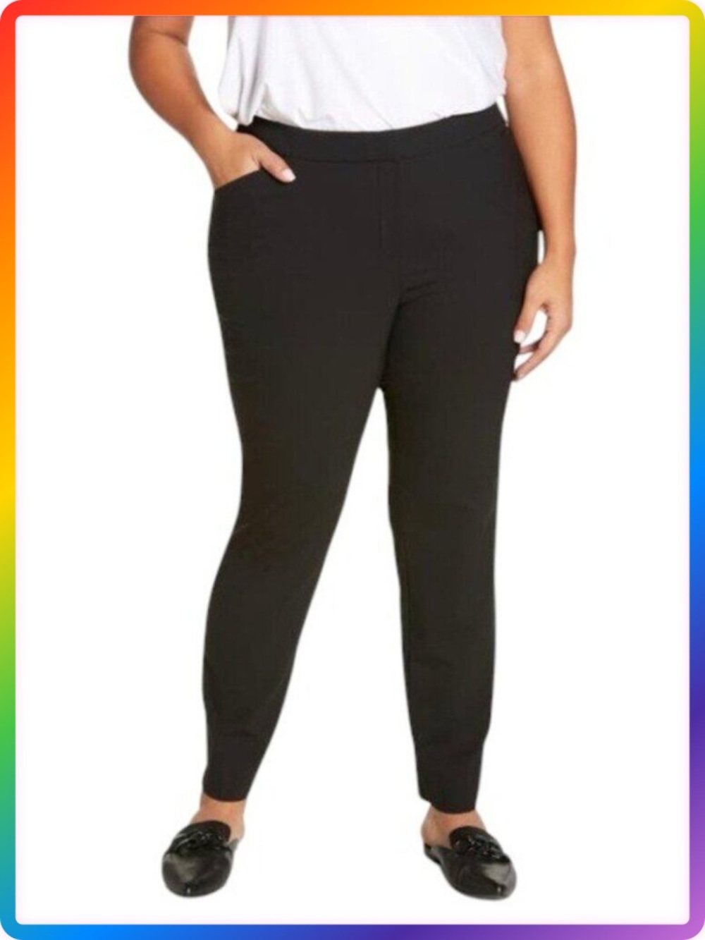 Lafayette 148 Irving Black Stretch Wool Slim Straight Pants Size 16 FLAW